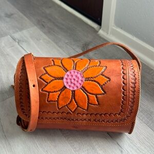 Hand crafted vintage leather crossbody